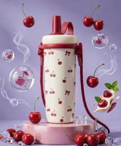 Bình giữ nhiệt Straw Cup Ceramic 720ml inox 316 phủ sứ ly giữ nhiệt Fan House ống hút linh động